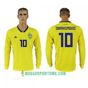 Koszulka Szwecja Ibrahimovic 10 Mistrzostwa Świata 2018 Domowe Stroje Piłkarskie Długi Rękaw